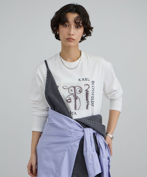 SALON adam et rope'（サロン アダム エ ロペ）の「【KARL BLOSSFELDT  by SALON】フォトロングスリーブTシャツ（Tシャツ/カットソー・レディース・チャコールグレー/グレー/ホワイト/ホワイト系その他・FREE）」の3枚目の写真