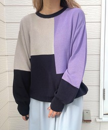 Q | ブロッキングカラーニット(ニット/セーター)