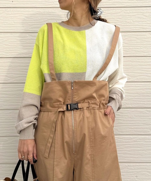 Q（キュー）の「ブロッキングカラーニット（ニット/セーター・レディース・ライトグレー/ネイビー/アイボリー・MEDIUM）」の15枚目の写真