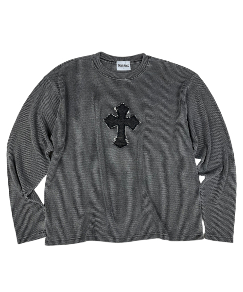 Classic Cross Pigment Oversized Knit (Charcoal) — укороченный трикотаж крупной вязки, угольный цвет