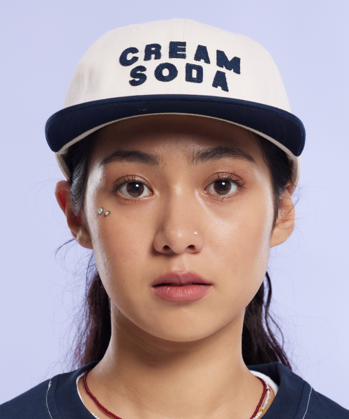 CREAM SODA LAB(クリームソーダラボ)の「アプリケパネルボールキャップネイビー(キャップ・レディース・その他・FREE)」の1枚目の写真