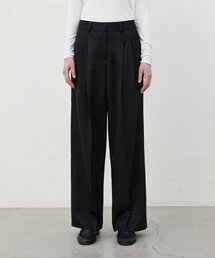 BASIC WIDE TWO TUCK SLACKS_BLACK