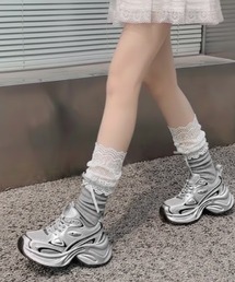 pyornim（ピョルニム）の「【26年春夏新作】リボンポイントレース切り替えリブソックス（ソックス/靴下）」