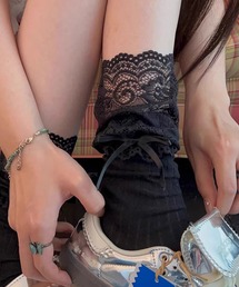 pyornim（ピョルニム）の「【26年春夏新作】リボンポイントレース切り替えリブソックス（ソックス/靴下）」