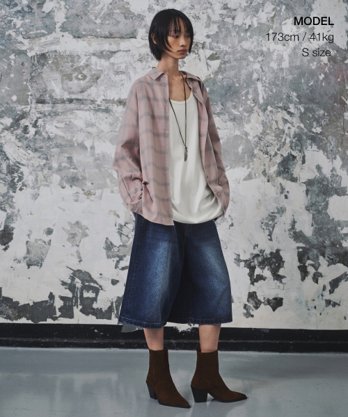 MUSINSA STANDARD WOMAN（ムシンサスタンダードウーマン）の「ウィメンズオーバーサイズフランネルオンブレチェックシャツ[スモークピンク]（シャツ/ブラウス・レディース・その他・X-SMALL/SMALL/MEDIUM/LARGE）」の2枚目の写真