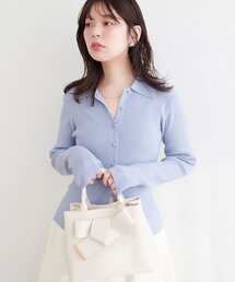 くるみ釦リブニット
