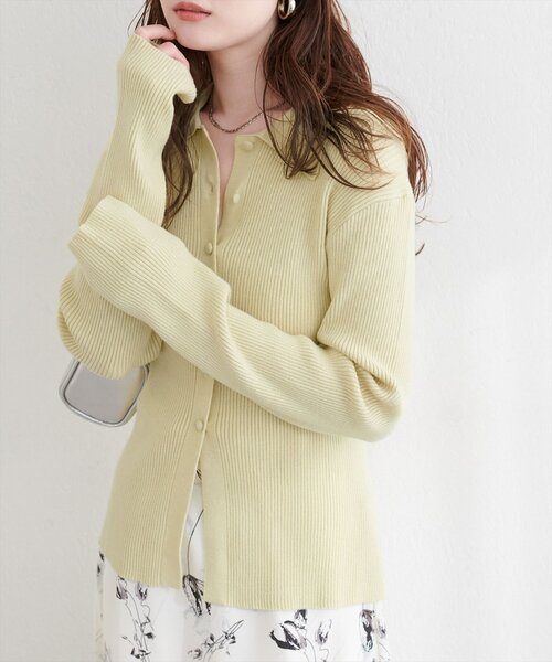 natural couture（ナチュラルクチュール）の「くるみ釦リブニット（ニット/セーター・レディース・ネイビー/ミント/サックスブルー/アイボリー/ピンク・FREE）」の3枚目の写真