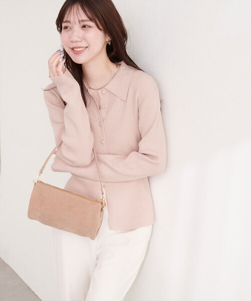 natural couture（ナチュラルクチュール）の「くるみ釦リブニット（ニット/セーター・レディース・ネイビー/ミント/サックスブルー/アイボリー/ピンク・FREE）」の7枚目の写真