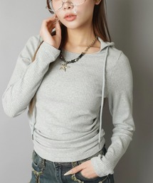 シンプルなのに今っぽ☆フード付きギャザーカットソー