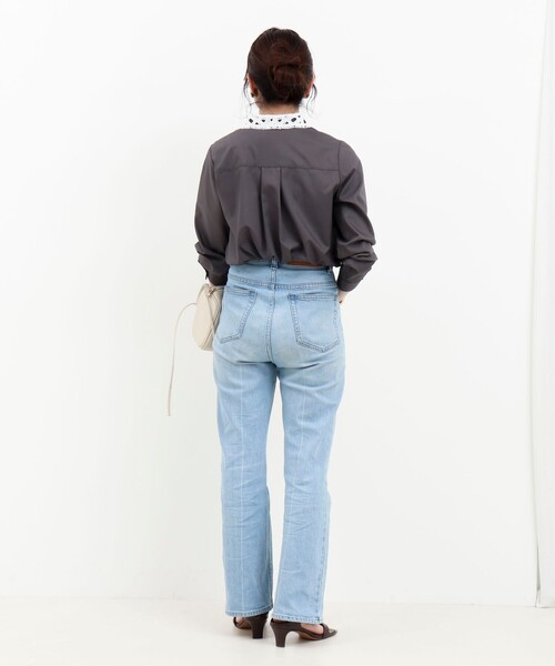 MICO COULIER(ミコクリエ)の「ポリブロード取り外し衿2WAYシャツ(シャツ/ブラウス・レディース・オフホワイト/チャコールグレー・38)」の7枚目の写真