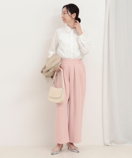 MICO COULIER(ミコクリエ)の「ポリブロード取り外し衿2WAYシャツ(シャツ/ブラウス・レディース・オフホワイト/チャコールグレー・38)」の13枚目の写真