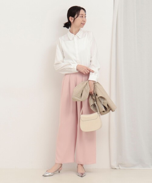 MICO COULIER(ミコクリエ)の「ポリブロード取り外し衿2WAYシャツ(シャツ/ブラウス・レディース・オフホワイト/チャコールグレー・38)」の19枚目の写真