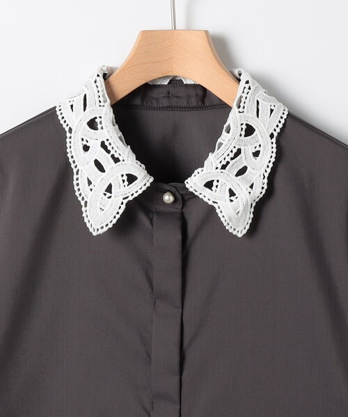 MICO COULIER(ミコクリエ)の「ポリブロード取り外し衿2WAYシャツ(シャツ/ブラウス・レディース・オフホワイト/チャコールグレー・38)」の22枚目の写真