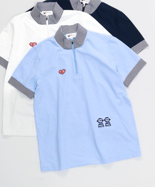 Picone CLUB（ピッコーネクラブ）の「UV速乾ハーフジッププルオーバー（Tシャツ/カットソー・レディース・ライトブルー/ネイビー/ホワイト・13号/11号/9号）」の3枚目の写真
