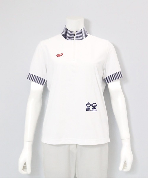 Picone CLUB（ピッコーネクラブ）の「UV速乾ハーフジッププルオーバー（Tシャツ/カットソー・レディース・ライトブルー/ネイビー/ホワイト・13号/11号/9号）」の8枚目の写真