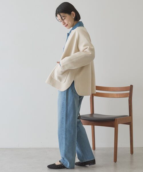 Wフェイスラウンドヘム ラグランニットカーディガン（カーディガン