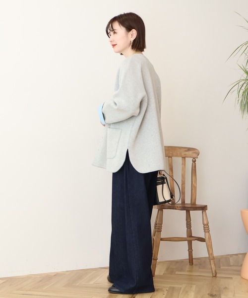 AMERICAN HOLIC(アメリカンホリック)の「Wフェイスラウンドヘム ラグランニットカーディガン(カーディガン/ボレロ・レディース・杢グレー/ライトベージュ/ダークネイビー・FREE)」の13枚目の写真