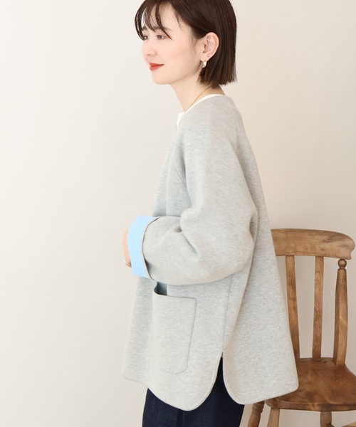AMERICAN HOLIC(アメリカンホリック)の「Wフェイスラウンドヘム ラグランニットカーディガン(カーディガン/ボレロ・レディース・杢グレー/ライトベージュ/ダークネイビー・FREE)」の16枚目の写真