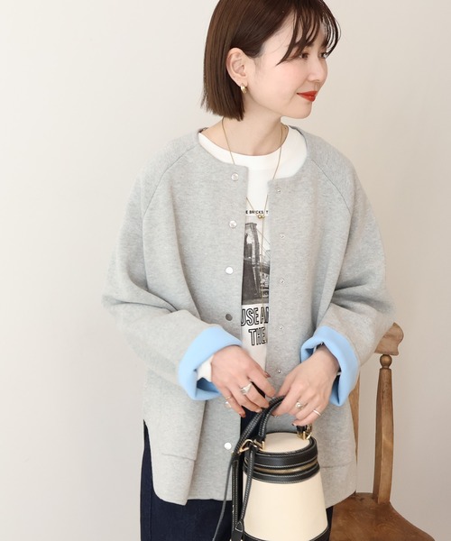 AMERICAN HOLIC(アメリカンホリック)の「Wフェイスラウンドヘム ラグランニットカーディガン(カーディガン/ボレロ・レディース・杢グレー/ライトベージュ/ダークネイビー・FREE)」の18枚目の写真