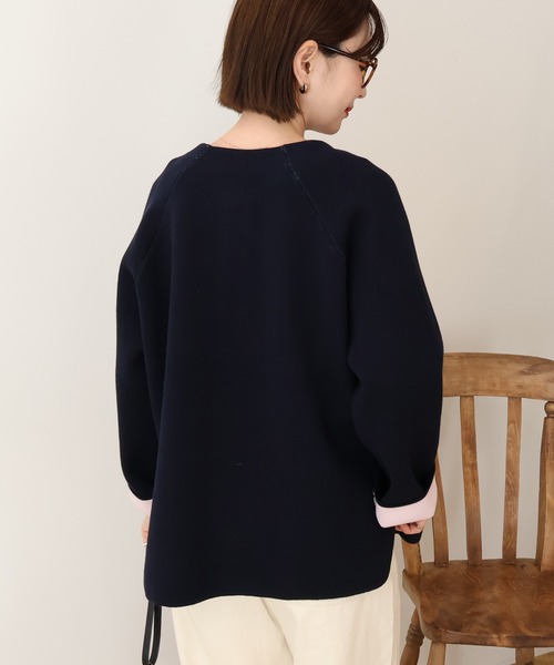 AMERICAN HOLIC(アメリカンホリック)の「Wフェイスラウンドヘム ラグランニットカーディガン(カーディガン/ボレロ・レディース・杢グレー/ライトベージュ/ダークネイビー・FREE)」の11枚目の写真