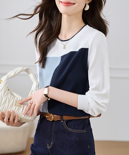 ONEP STAR(ワンピスター)の「カラーブロックブラウス(シャツ/ブラウス・レディース・ホワイト・MEDIUM/LARGE/X-LARGE)」の4枚目の写真