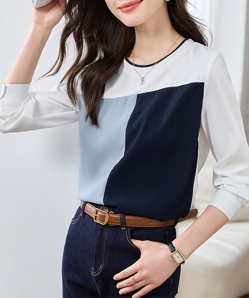 ONEP STAR(ワンピスター)の「カラーブロックブラウス(シャツ/ブラウス・レディース・ホワイト・MEDIUM/LARGE/X-LARGE)」の6枚目の写真