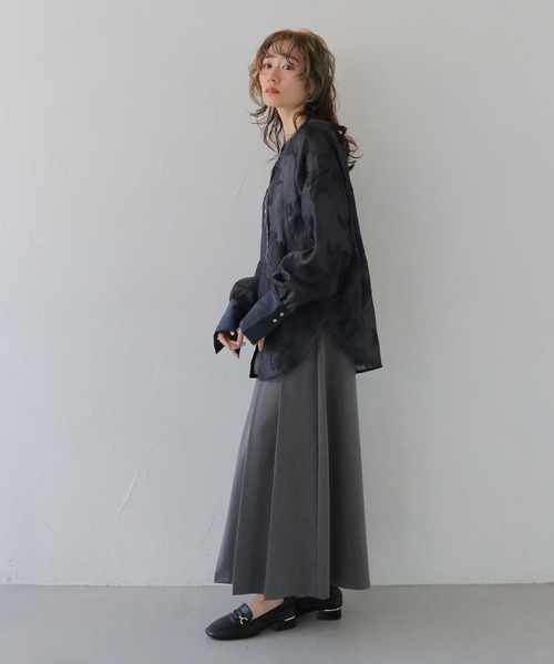 CLEIO（クレイオ）の「【CLEIO】チューリップジャガードシアーシャツ TULIP JACQUARD SHEER SHIRT（シャツ/ブラウス・レディース・ネイビー/アイボリー・FREE）」の22枚目の写真
