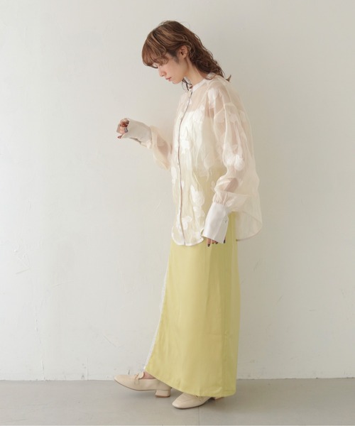 CLEIO（クレイオ）の「【CLEIO】TULIP JACQUARD SHEER SHIRT/チューリップジャガードシアーシャツ（シャツ/ブラウス・レディース・ネイビー/アイボリー・FREE）」の12枚目の写真