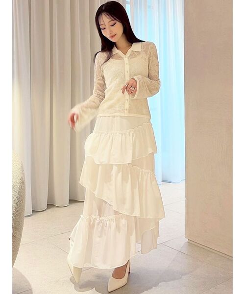 RESEXXY（リゼクシー）の「シアーポロニットトップス（ニット/セーター・レディース・ブルー/ブラック/アイボリー・FREE）」の16枚目の写真