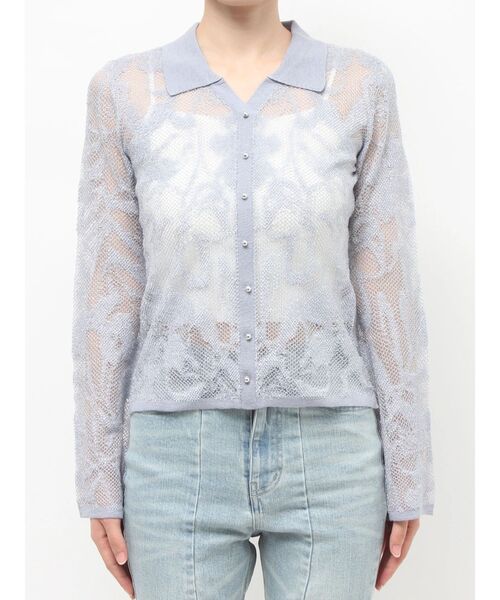 RESEXXY（リゼクシー）の「シアーポロニットトップス（ニット/セーター・レディース・ブルー/ブラック/アイボリー・FREE）」の19枚目の写真