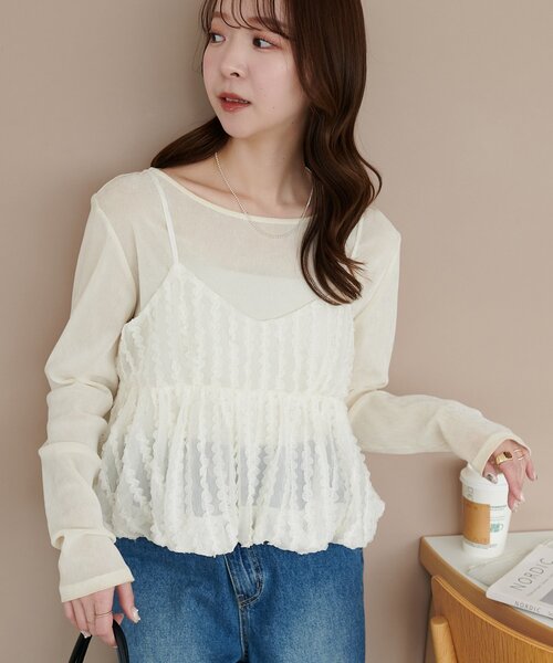 DISCOAT(ディスコート)の「シアージャガードバルーンキャミ(キャミソール・レディース・サックスブルー/アイボリー/ブラック・FREE)」の20枚目の写真