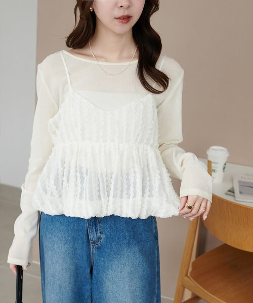 DISCOAT(ディスコート)の「シアージャガードバルーンキャミ(キャミソール・レディース・サックスブルー/アイボリー/ブラック・FREE)」の21枚目の写真