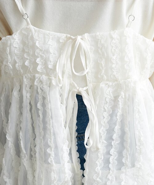 DISCOAT(ディスコート)の「シアージャガードバルーンキャミ(キャミソール・レディース・サックスブルー/アイボリー/ブラック・FREE)」の4枚目の写真