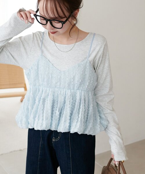 DISCOAT(ディスコート)の「シアージャガードバルーンキャミ(キャミソール・レディース・サックスブルー/アイボリー/ブラック・FREE)」の7枚目の写真