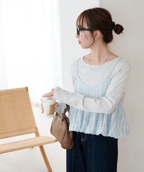 DISCOAT(ディスコート)の「シアージャガードバルーンキャミ(キャミソール・レディース・サックスブルー/アイボリー/ブラック・FREE)」の8枚目の写真