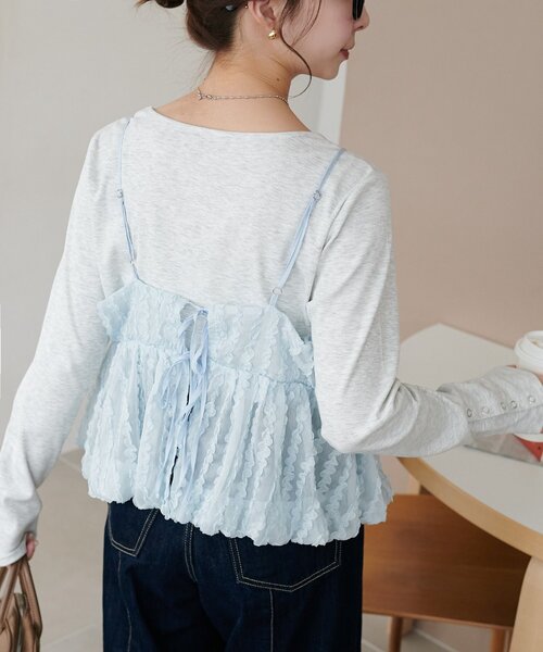 DISCOAT(ディスコート)の「シアージャガードバルーンキャミ(キャミソール・レディース・サックスブルー/アイボリー/ブラック・FREE)」の11枚目の写真