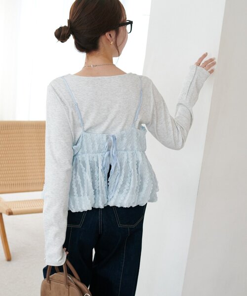 DISCOAT(ディスコート)の「シアージャガードバルーンキャミ(キャミソール・レディース・サックスブルー/アイボリー/ブラック・FREE)」の12枚目の写真