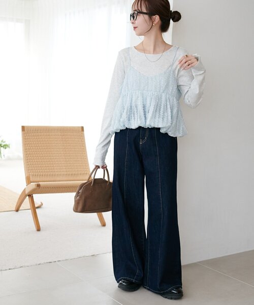 DISCOAT(ディスコート)の「シアージャガードバルーンキャミ(キャミソール・レディース・サックスブルー/アイボリー/ブラック・FREE)」の13枚目の写真