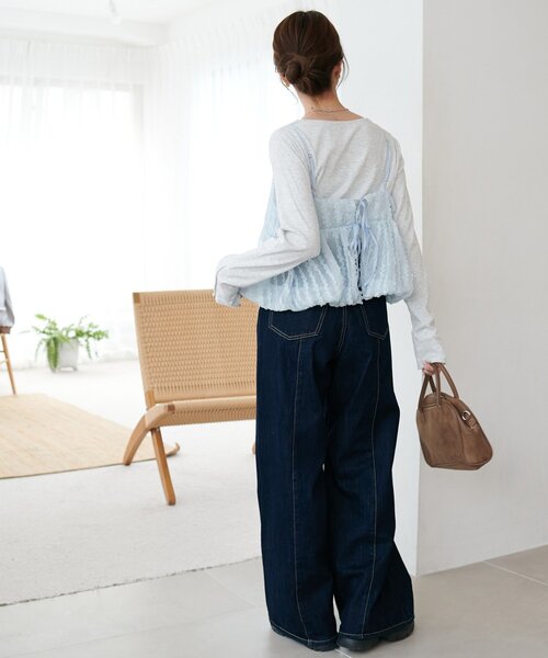 DISCOAT(ディスコート)の「シアージャガードバルーンキャミ(キャミソール・レディース・サックスブルー/アイボリー/ブラック・FREE)」の14枚目の写真