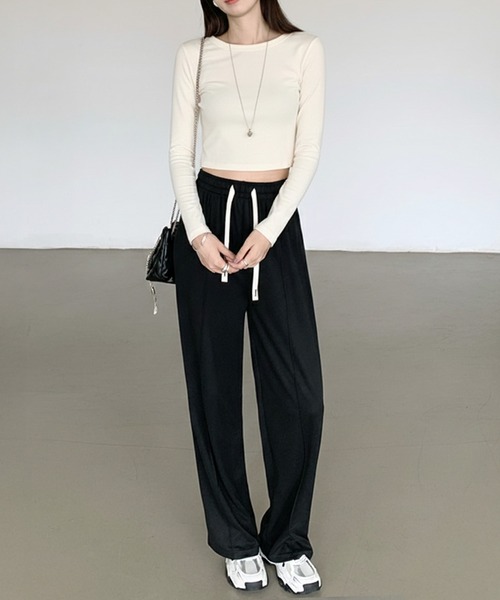 by LEGNA(バイレグナ)の「【選べる丈感】さらてろピンタックワイドパンツ(その他パンツ・レディース・ライトグレー系/ダルブルー系/ベージュ系/ブラック系/グレー系・L-Short/XL-Short/M-Short/L-Regular/XL-Regular/M-Regular/L-Long/M-Long)」の15枚目の写真