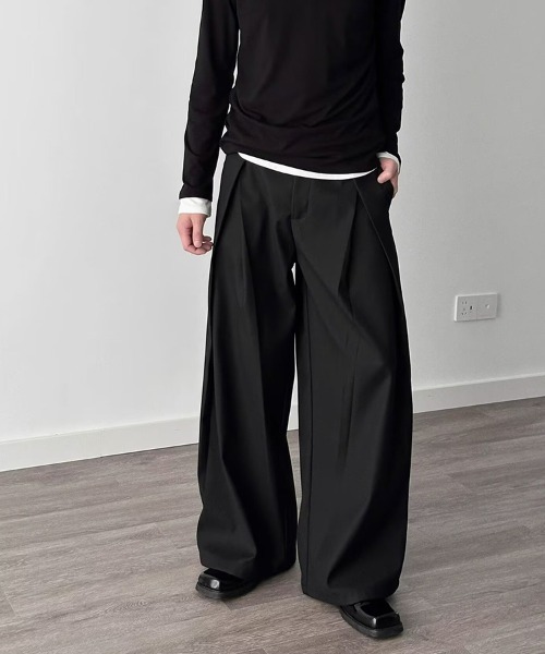 KELVIN（ケルヴァン）の「Tuck Wide Slacks Pants タック ワイド スラックスパンツ（デニムパンツ・メンズ・ブラック/グレー・MEDIUM/LARGE）」の10枚目の写真
