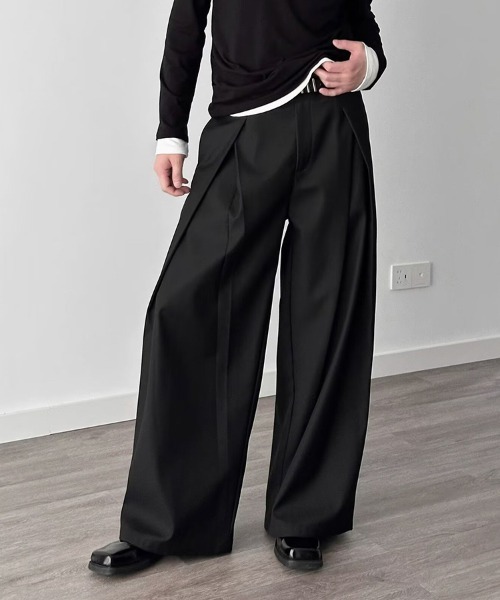 KELVIN（ケルヴァン）の「Tuck Wide Slacks Pants タック ワイド スラックスパンツ（デニムパンツ・メンズ・ブラック/グレー・MEDIUM/LARGE）」の11枚目の写真