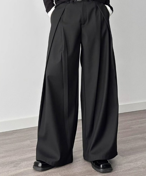 KELVIN（ケルヴァン）の「Tuck Wide Slacks Pants タック ワイド スラックスパンツ（デニムパンツ・メンズ・ブラック/グレー・MEDIUM/LARGE）」の15枚目の写真