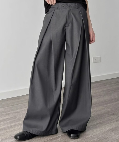 KELVIN（ケルヴァン）の「Tuck Wide Slacks Pants タック ワイド スラックスパンツ（デニムパンツ・メンズ・ブラック/グレー・MEDIUM/LARGE）」の19枚目の写真