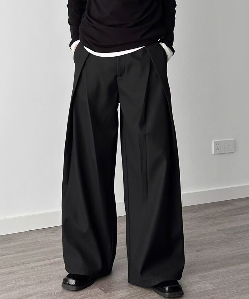 KELVIN（ケルヴァン）の「Tuck Wide Slacks Pants タック ワイド スラックスパンツ（デニムパンツ・メンズ・ブラック/グレー・MEDIUM/LARGE）」の21枚目の写真
