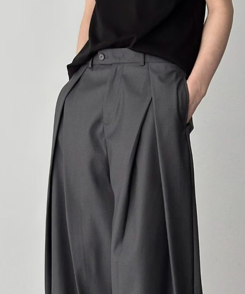 KELVIN（ケルヴァン）の「Tuck Wide Slacks Pants タック ワイド スラックスパンツ（デニムパンツ・メンズ・ブラック/グレー・MEDIUM/LARGE）」の22枚目の写真
