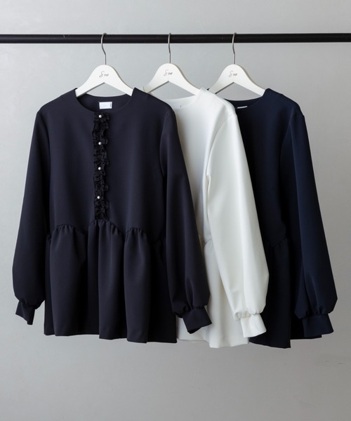 Sono(ソーノ)の「【新作2/20発売】ご自宅でお洗濯可能/シワ防止/UVカット【SONO/ソーノ】【Magical Stretch】フロントフリルチュニックブラウス(Tシャツ/カットソー・レディース・ブラック/ホワイト/ネイビー・F)」の15枚目の写真