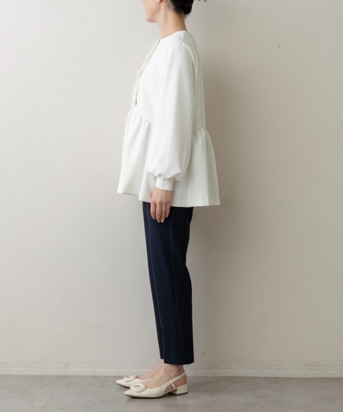 Sono(ソーノ)の「【新作2/20発売】ご自宅でお洗濯可能/シワ防止/UVカット【SONO/ソーノ】【Magical Stretch】フロントフリルチュニックブラウス(Tシャツ/カットソー・レディース・ブラック/ホワイト/ネイビー・F)」の17枚目の写真