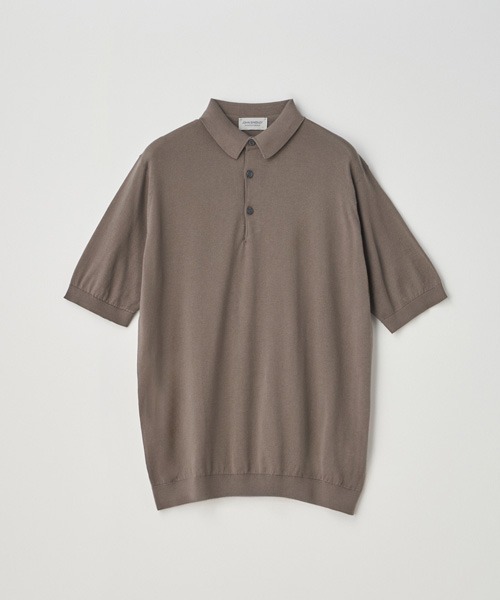 JOHN SMEDLEY(ジョンスメドレー)の「半袖コットンニットポロシャツ(ポロシャツ・メンズ・ベージュ系5・S/M/L/XL)」の1枚目の写真