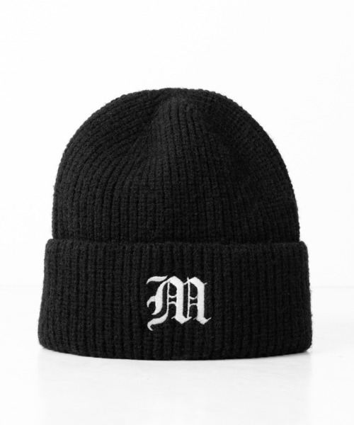 me+em select(ミームセレクト)の「M LOGO embroidery knit beanie / M LOGO 刺繍ニットビーニー(ニットキャップ/ビーニー・レディース・ブラック・FREE)」の1枚目の写真